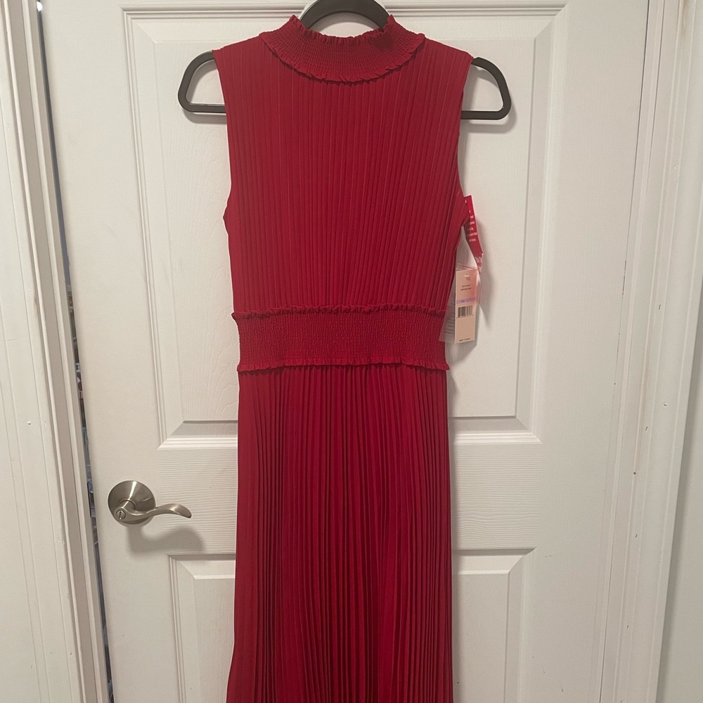 Nanette Lepore Red Pleated Midi Dress